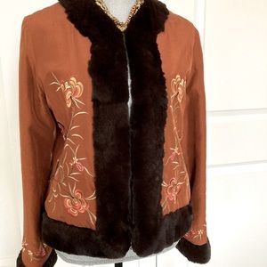 Rare from Holt Renfrew studio collection jacket, size 10, amber-camel colour.